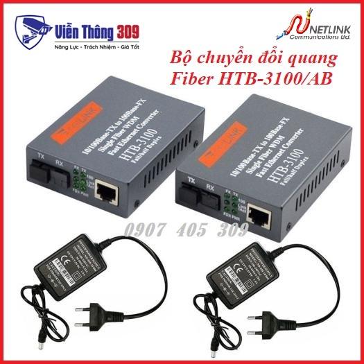 Bộ chuyển đổi quang điện Netlink 1 sợi tốc độ 10/100Mb Single Fiber HTB-3100/AB - Hàng nhập khẩu