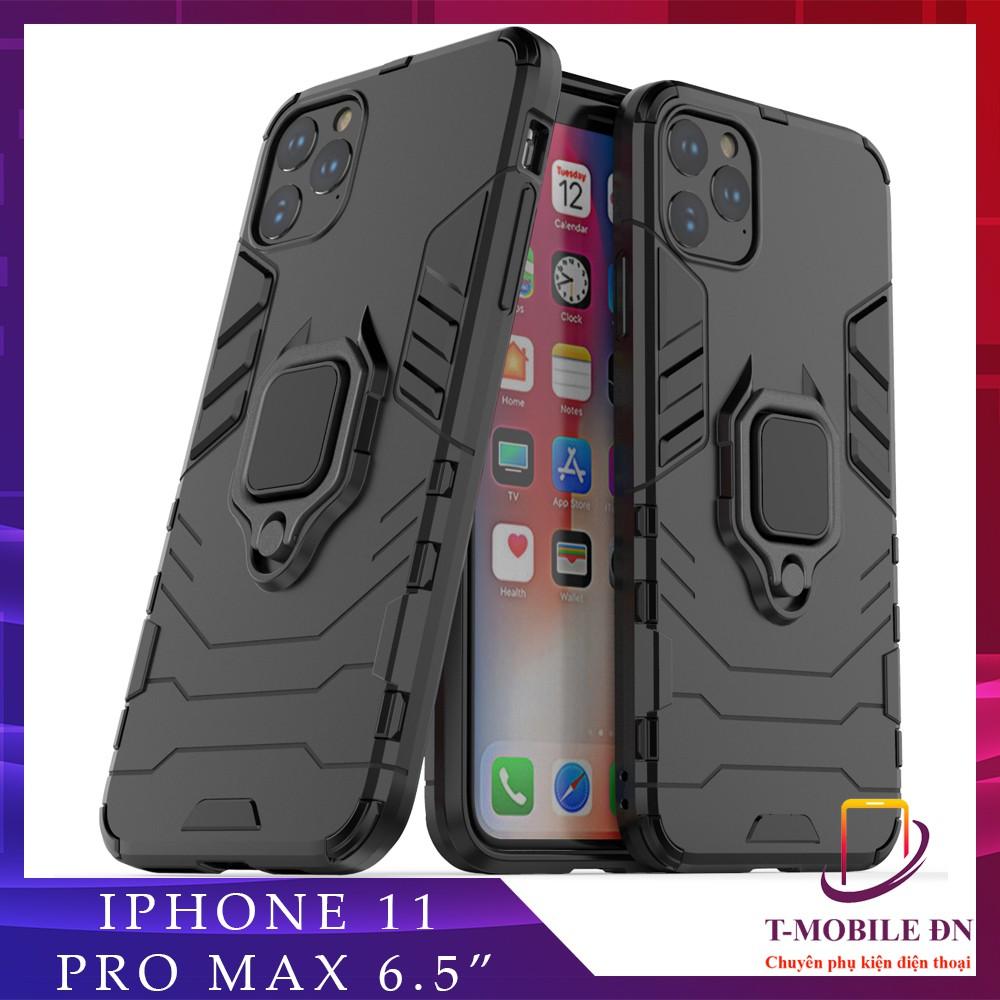 Ốp lưng cho iPhone 11 Pro Max iron man chống sốc kèm nhẫn xoay chống xem video bảo vệ camera