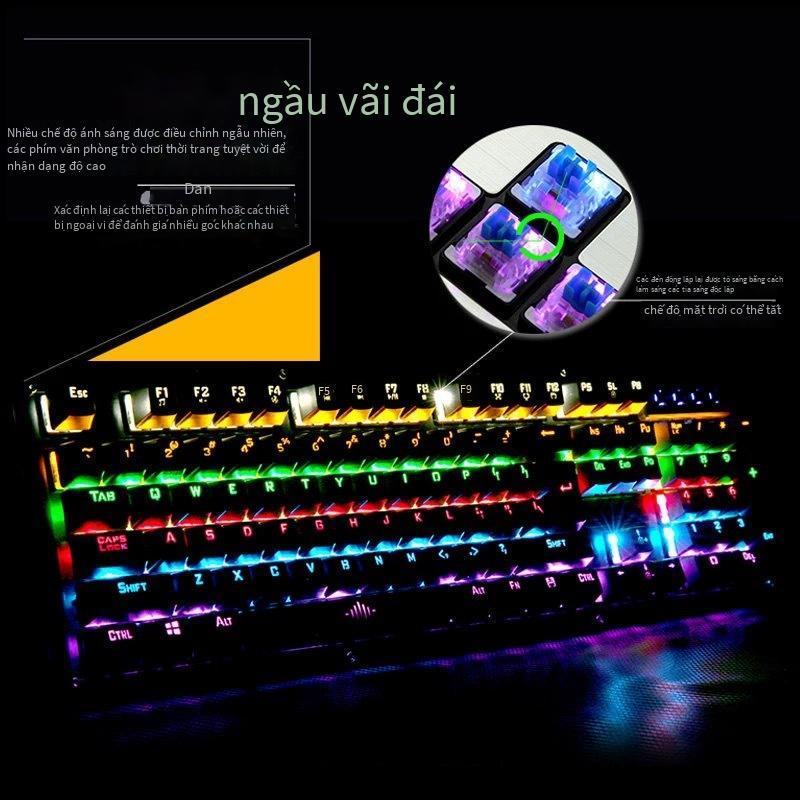 Giá đặc biệt Bàn phím cơ K26 thật 104 phím bàn phím phát sáng trục xanh Quán cà phê Internet Bàn phím trò chơi có đèn nền quán cà phê đầy đủ phím không cần đục lỗ