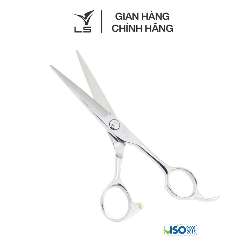 Kéo cắt tóc LS lưỡi thẳng quai offset phẳng đỡ ngón cố định CB12/5.0