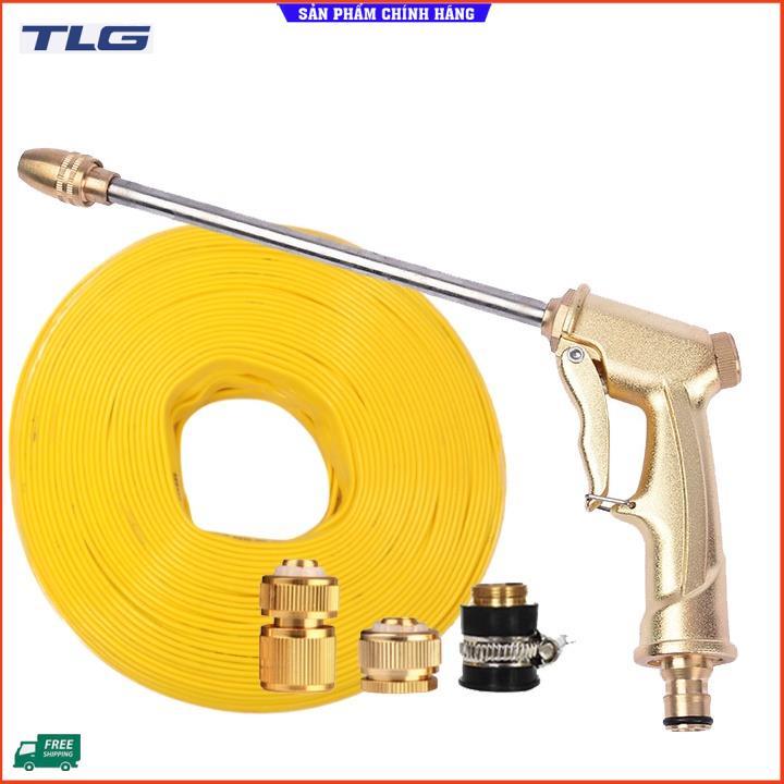 Rửa xe tưới cây Bộ dây và vòi xịt tăng áp lực nước 300% loại 25m cút đồng,nối đồng 206701-3