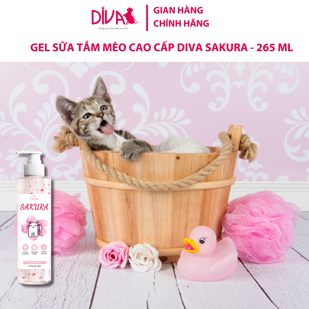 GEL TẮM MÈO COLLAGEN ANH ĐÀO DIVA SAKURA - 265 ML