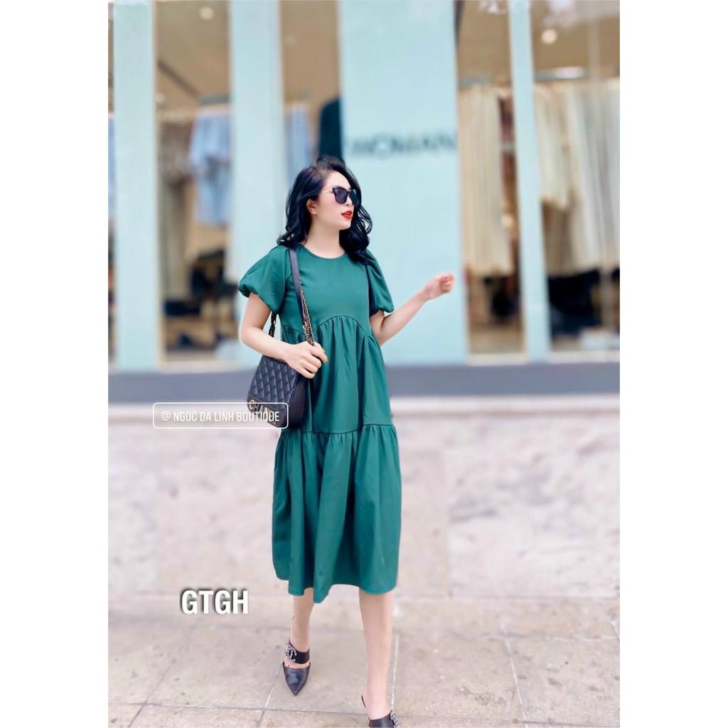 Váy bầu,đầm bầu công sở thiết kế dáng suông chất lụa hàn châu freesize tới 70kg