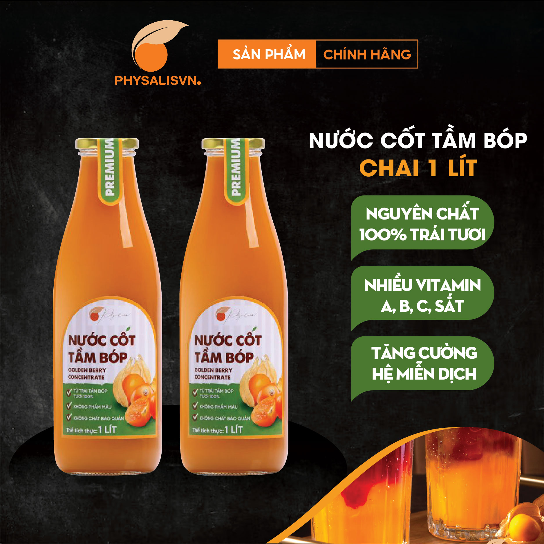 Nước cốt Tầm Bóp Thù Lù cô đặc chai lớn 1 lít