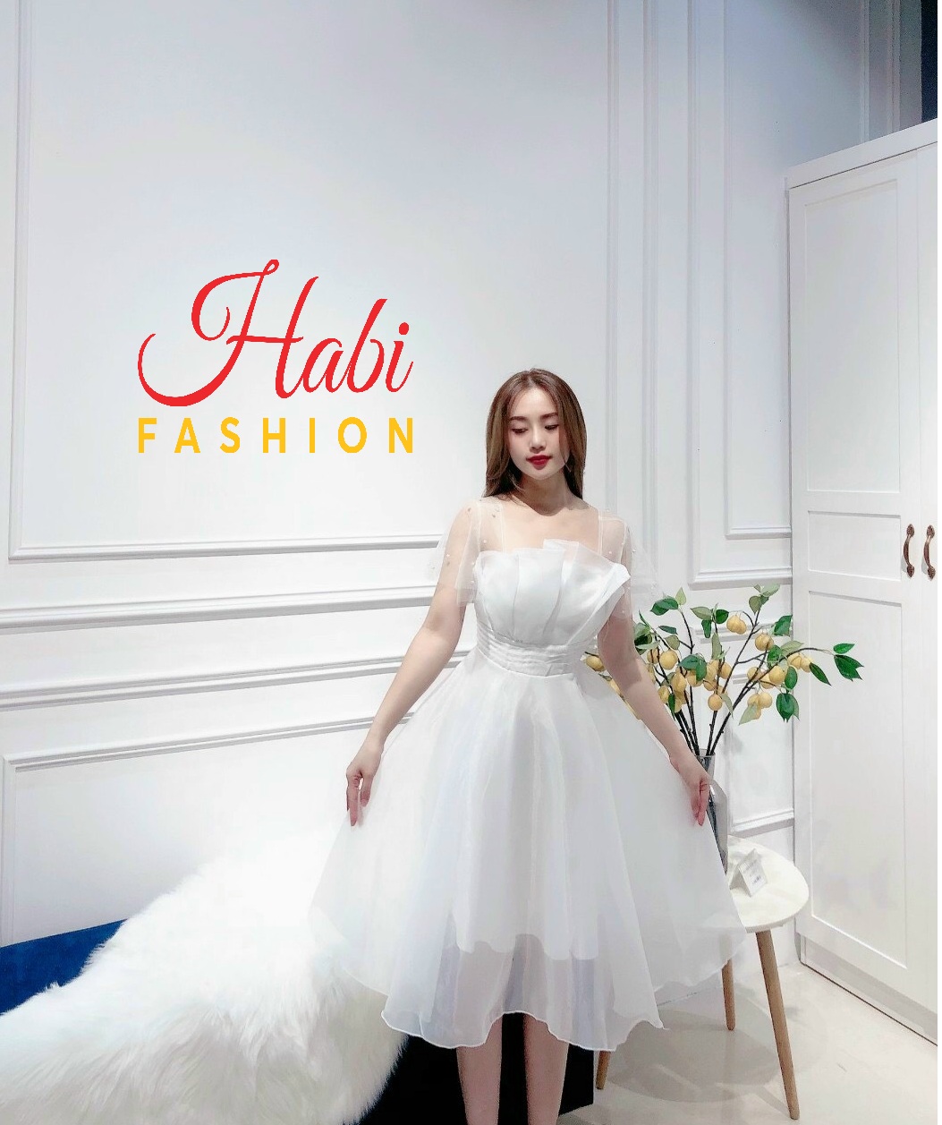 Đầm công chúa trắng dự tiệc xinh xỉu hàng thiết kế cao cấp giá rẻ đi cưới, sinh nhật, kỷ yếu miễn chê (Sò ngọc tay cộc) Habi Fashion