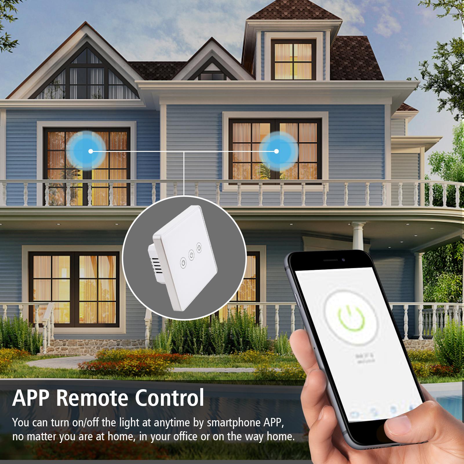 Công tắc đèn thông minh Hỗ trợ kết nối WiFi và điều khiển từ xa bằng APPvà giọng nói