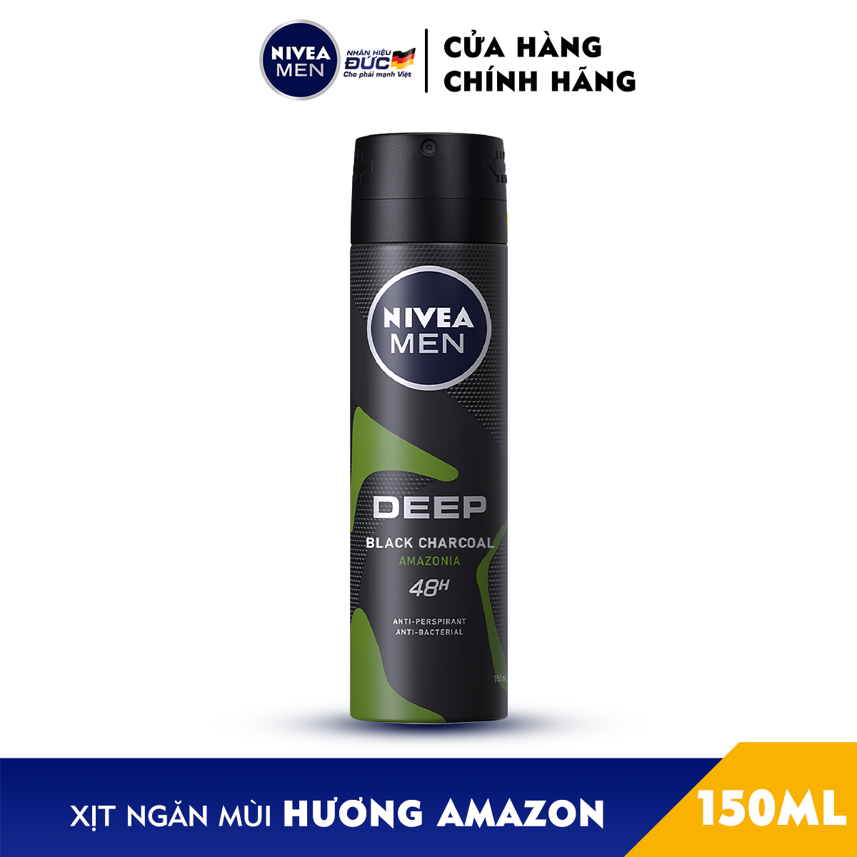 Xịt Ngăn Mùi Nivea Than Đen Hương Rừng Amazon - 85371 (150ml)