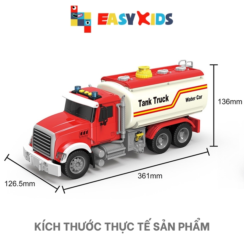 Xe Bồn Đồ Chơi Xe Cho Bé Cỡ Lớn Toystar, Xe Bồn Chở Xăng Chở Nước Có Đèn Nhạc