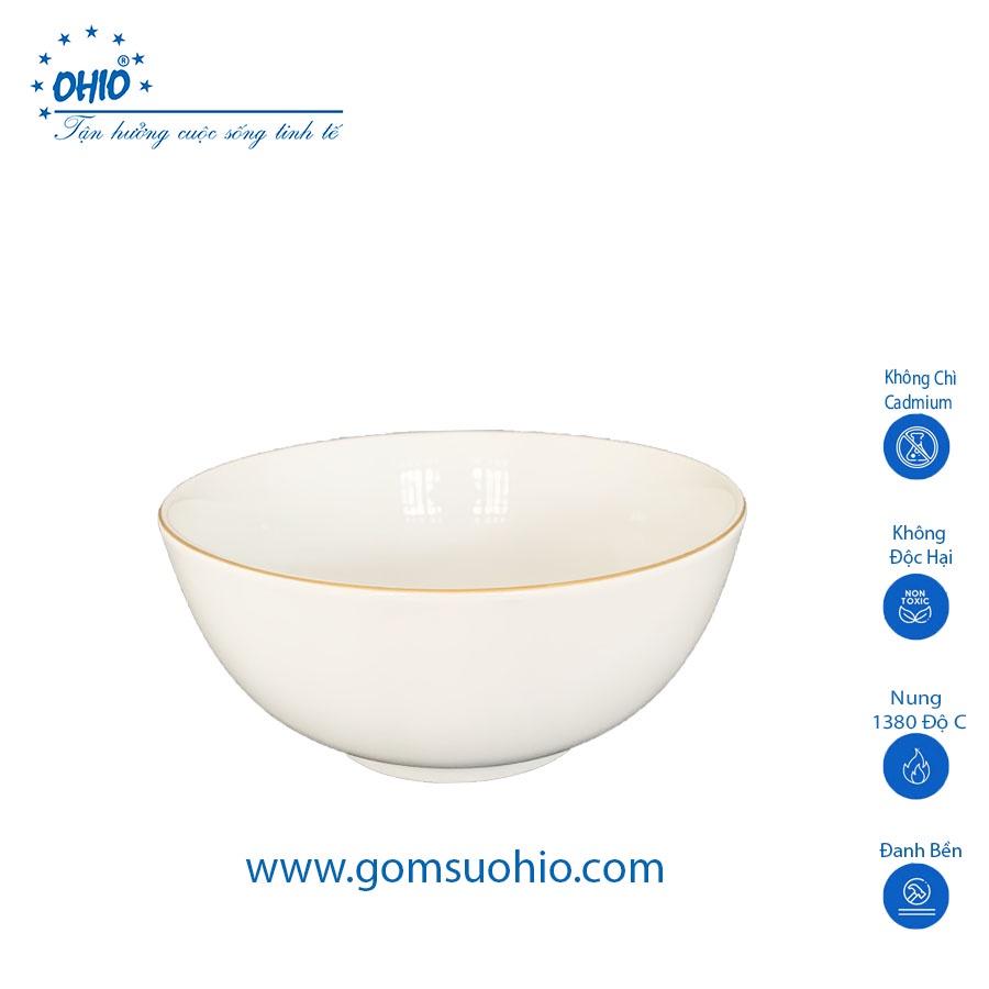Tô Tống 20.5cm Sứ Trắng Viền Kim OHIO