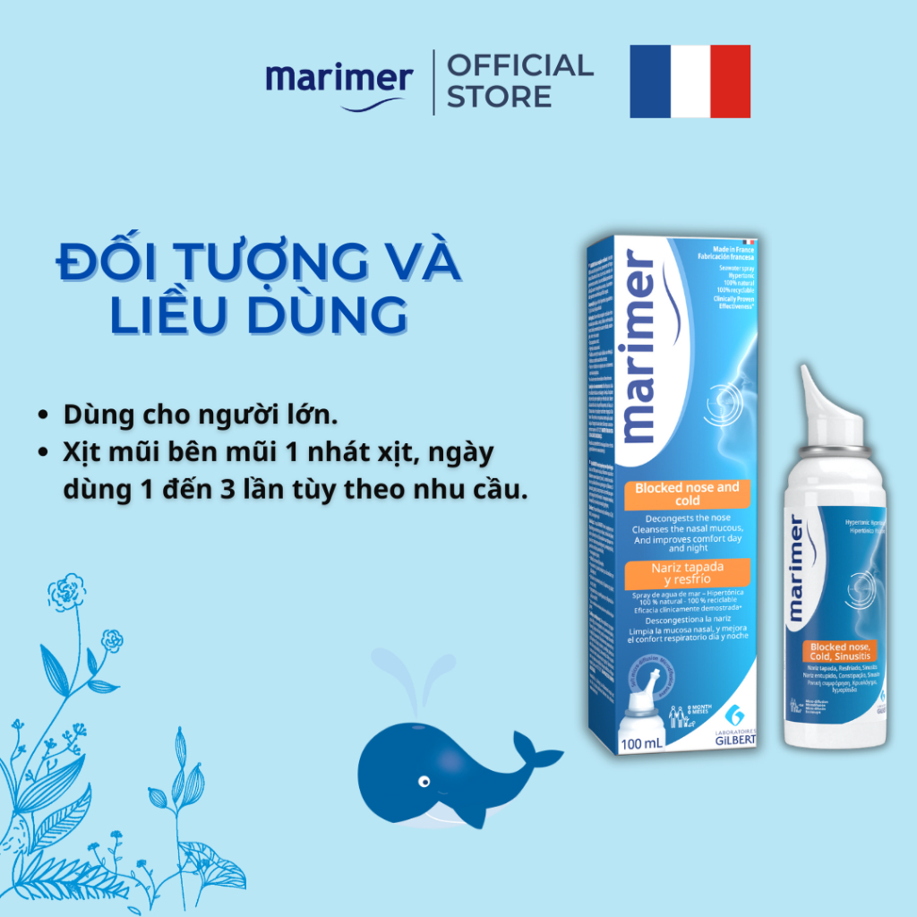 Xịt Mũi Nước Biển Sâu Marimer - Thông Mũi, Giảm Nghẹt Mũi, Hỗ Trợ Viêm Mũi [100ml] - 7201C