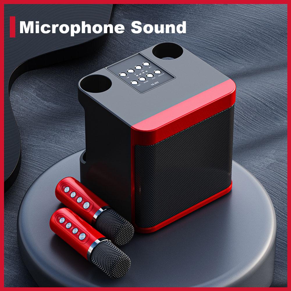 100W chuyên nghiệp Karaoke micrô kép loa bluetooth không dây stereo không dây stereo subwateo hỗ trợ gia đình karaoke hỗ trợ Color: White