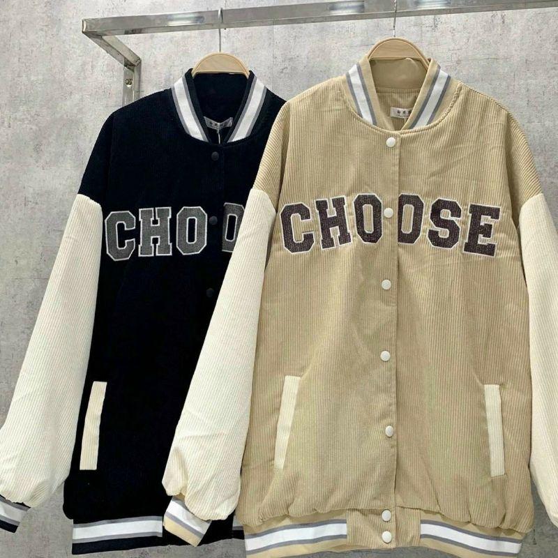 Hình ảnh áo khoác bomber CHOOSE, mẫu đang cực hot kiểu unisex nam nữ đều mặc được CÓ HÌNH CHỤP THẬT