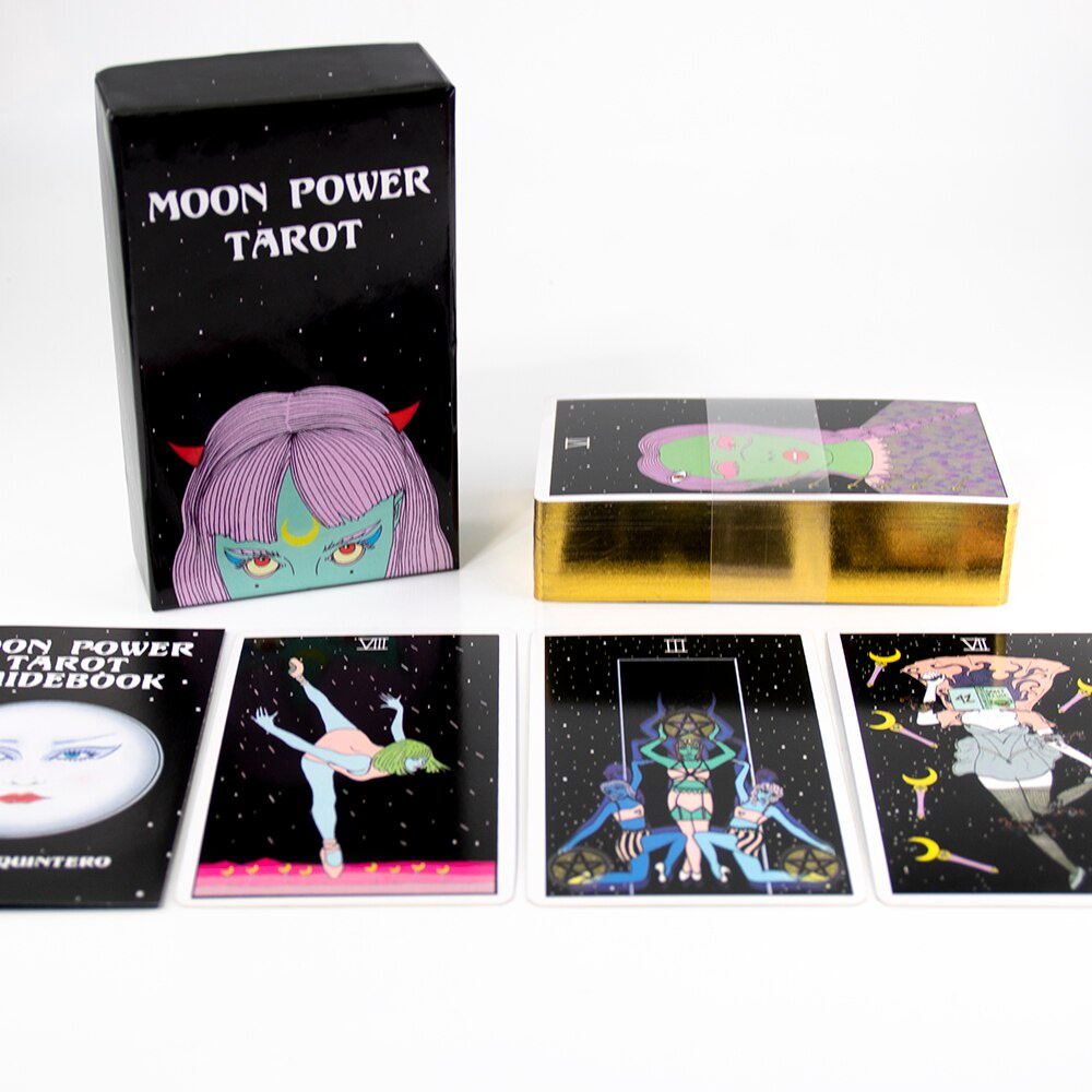Bộ Bài Moon Power Tarot, Hộp Cứng, Thẻ Mạ Màu Vàng