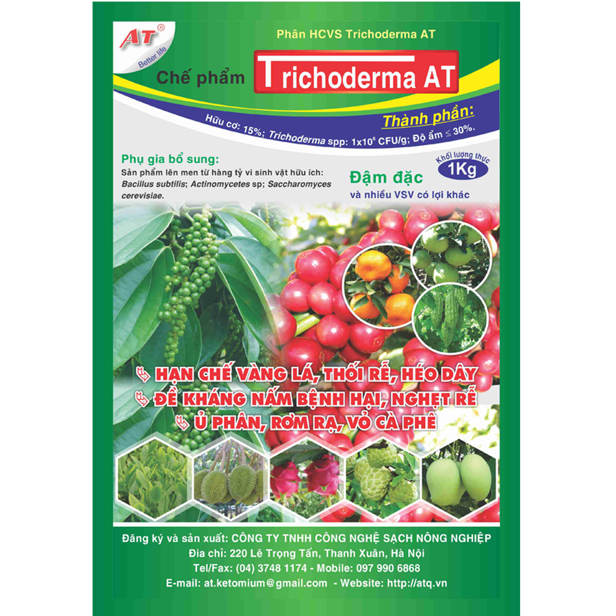 [Có sẵn] Nấm Trichoderma, nấm Trico, Ủ phân, ủ vỏ cà phê nhanh hoai mục - AT Trichoderma 1kg