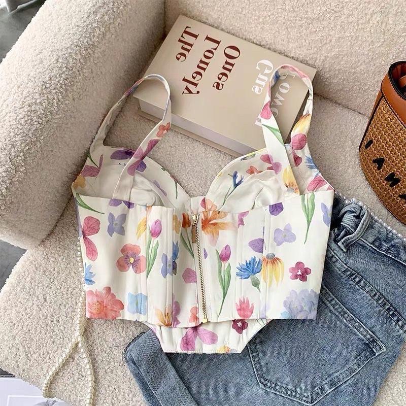 ÁO HAI DÂY CORSET HOẠ TIẾT HOA SEXY