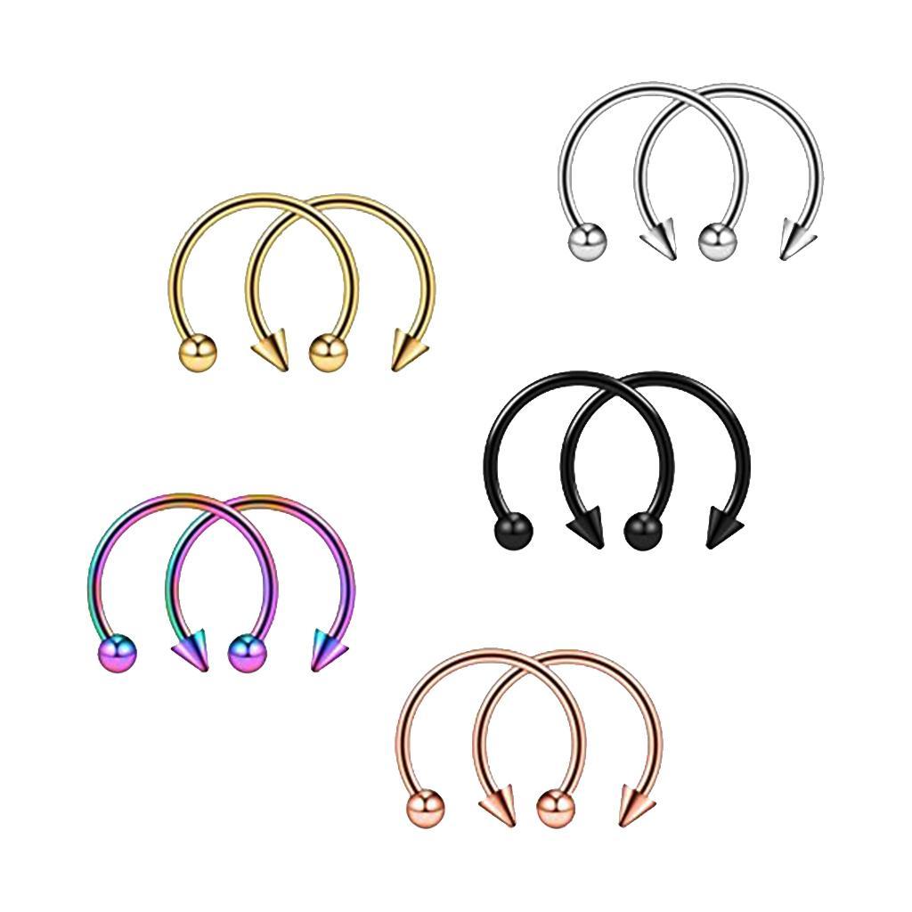 2-7pack 10 Piece 16G Nose Septum Horseshoe Hoop Earring Tragus Lip Piercing Ring