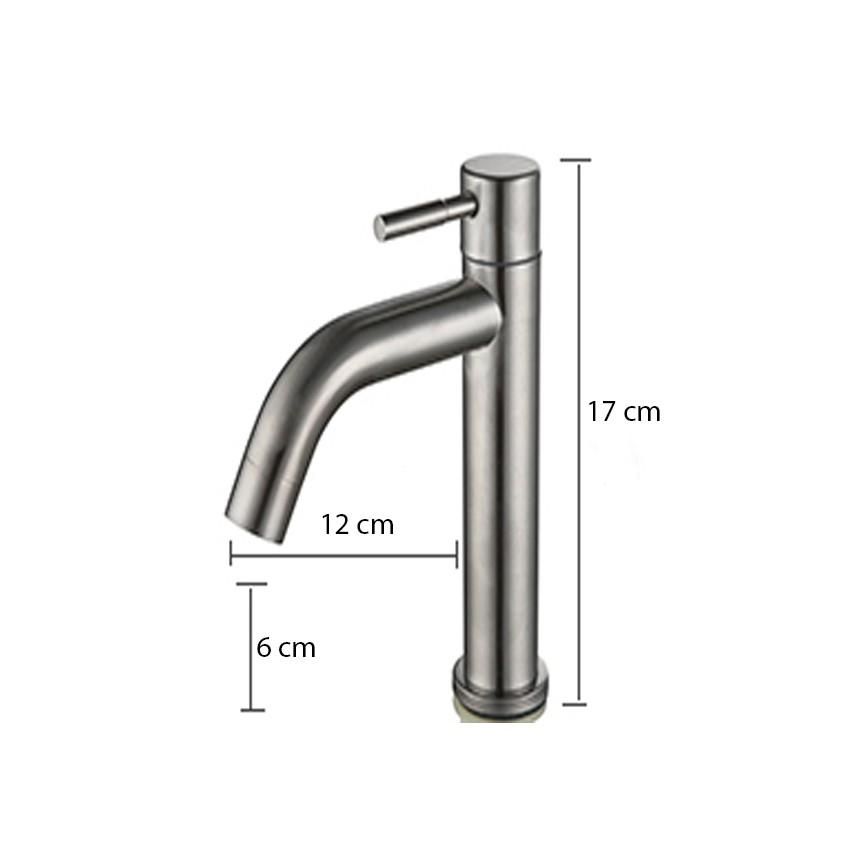 Vòi lavabo nóng lạnh cắm chậu OS305 chất liệu inox 304 nguyên khối tặng 2 dây cấp nóng lạnh Inox 60cm