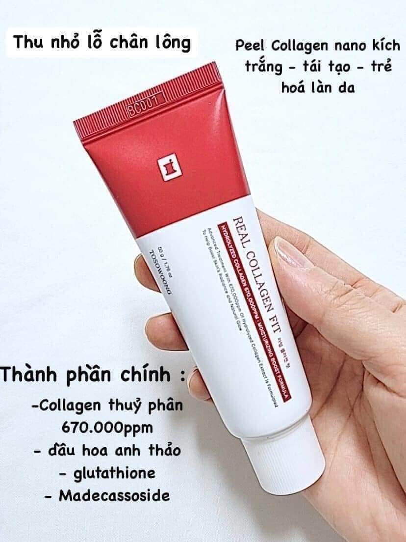 Peel Da Collagen Nano Căng Bóng,Real Collagen Fit 50ml Hàn Quốc Giúp da trắng sáng, mịn màng