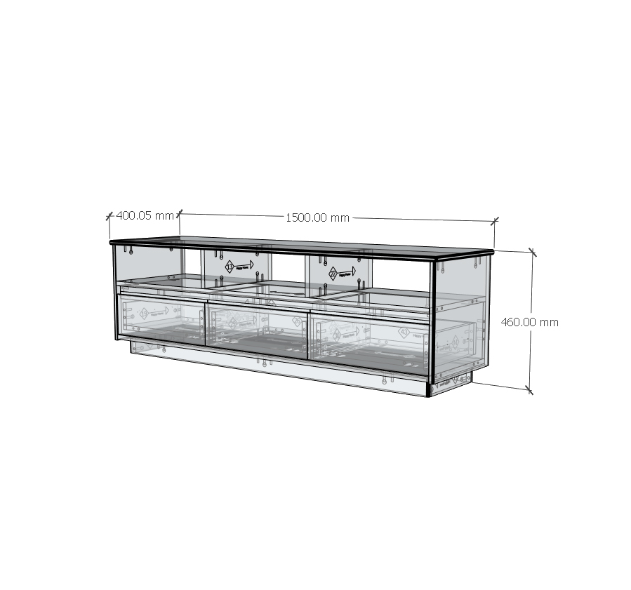 HAPPY FURNITURE , Gỗ tự nhiên , Kệ TV 3 ngăn kéo - GALI , KTV_055 , 150cm x 40cm x 46cm