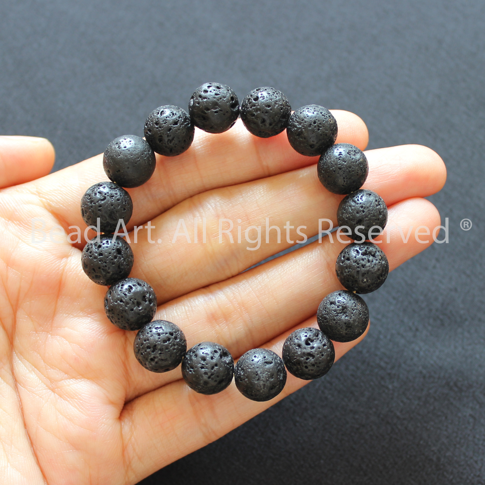 Vòng Tay 10MM Đá Dung Nham Núi Lửa, Black Lava Tự Nhiên Màu Đen, Loại AA, Thuỷ, Mộc, Đá Phối Vòng Tay Phong Thuỷ, Trang Sức, Chuỗi Hạt - Bead Art