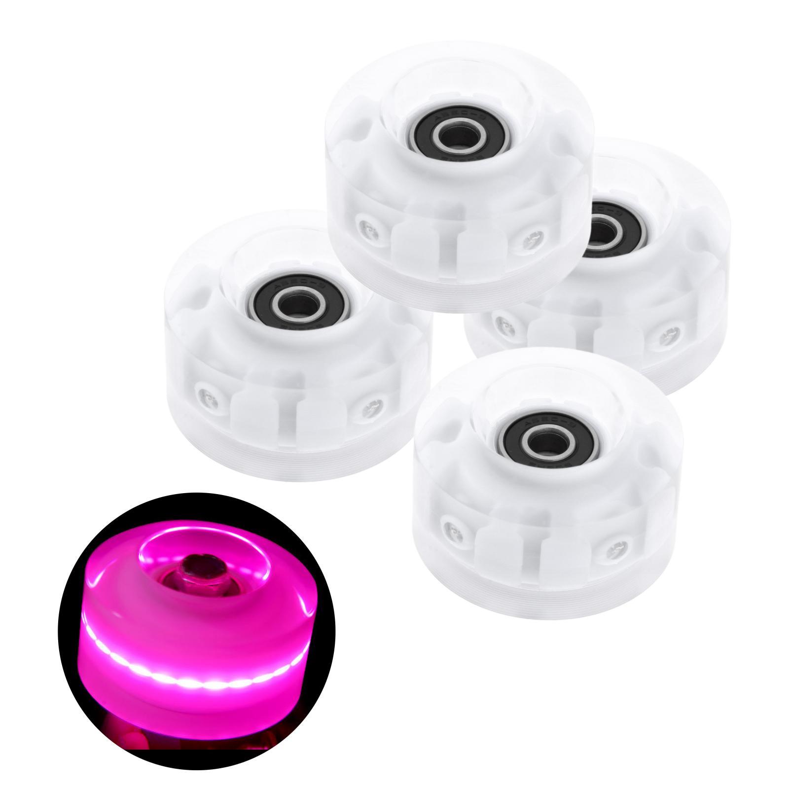 2x4Pack Quad Roller Skate Wheels with Bearings for Double Row Skateboard Pink