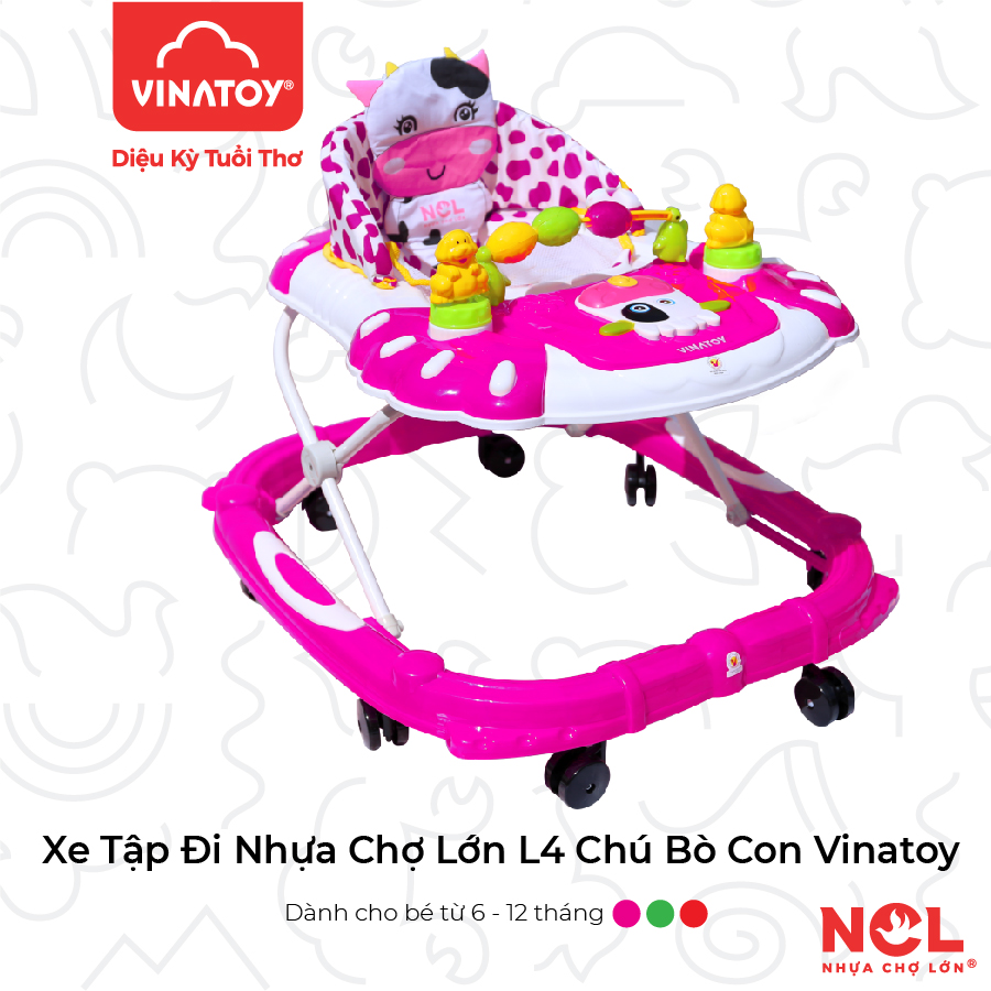 Xe Tập Đi Nhựa Chợ Lớn L4 Chú Bò Con (Không Nhạc) - Dành Cho Bé Từ 6 - 12 Tháng - M1772A-XTĐ - Giao màu ngẫu nhiên