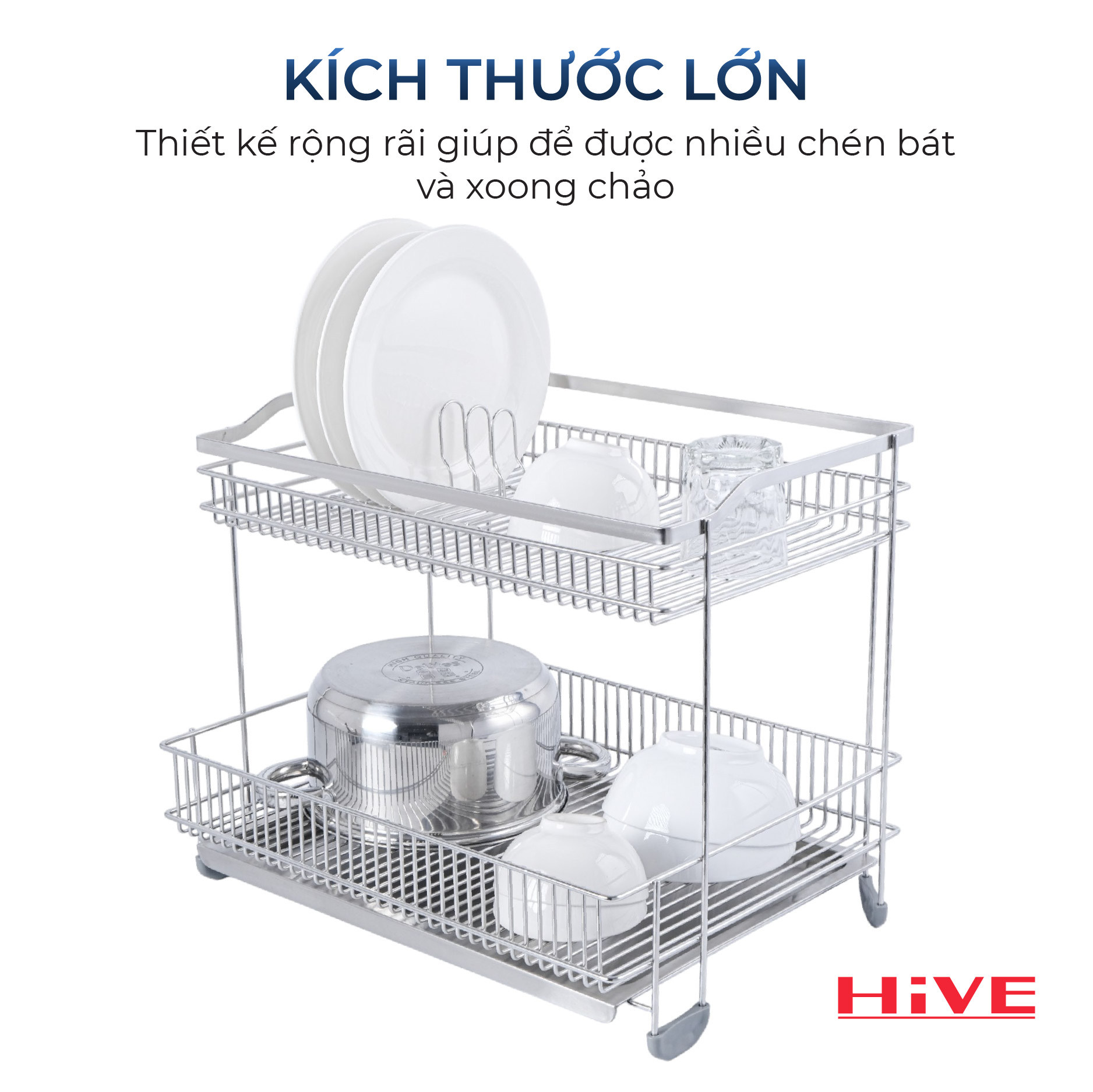 GIÁ ÚP CHÉN BÁT HiVE NOB 2 TẦNG INOX 304 THANH LA CAO CẤP