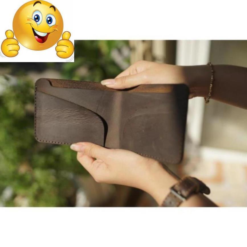 VÍ SIMPLE TRỐNG ĐỒNG DA BÒ THẬT NÂU ĐẤT - CHÍNH HÃNG RAM LEATHER .