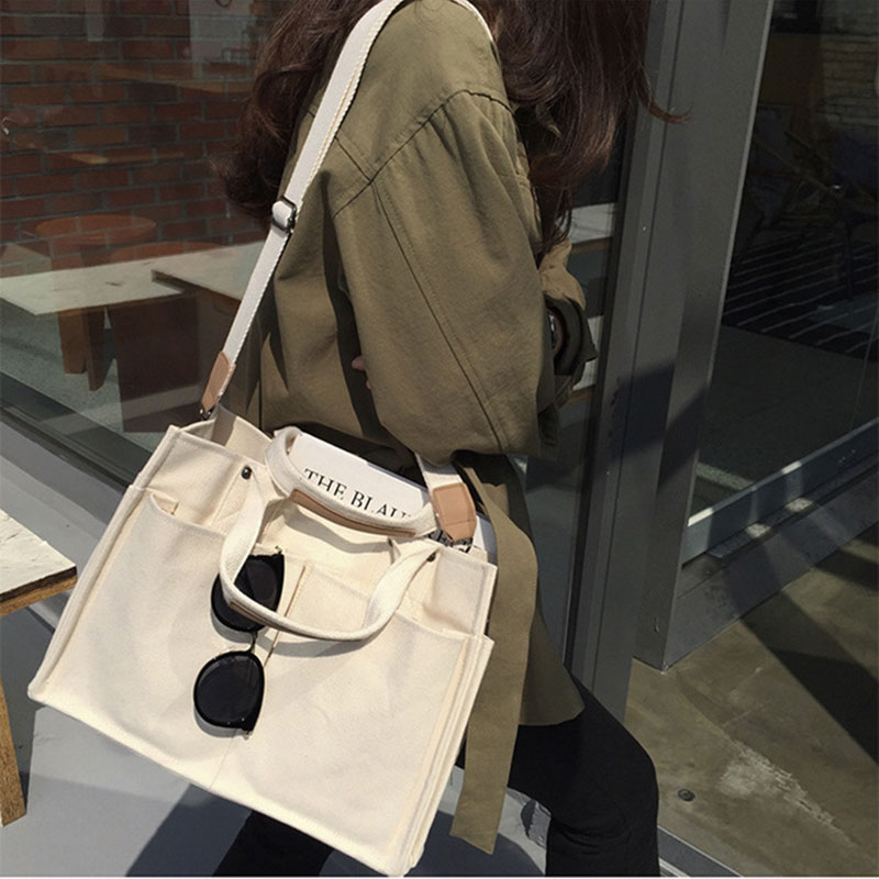 Túi Vải Canvas Đeo Chéo Nữ Đi Học, Đi Chơi Cỡ Lớn Nhiều Ngăn, Túi Xách Nữ Đeo Chéo Vải Canvas Đựng Được Laptop - OTV123 - Ope Store