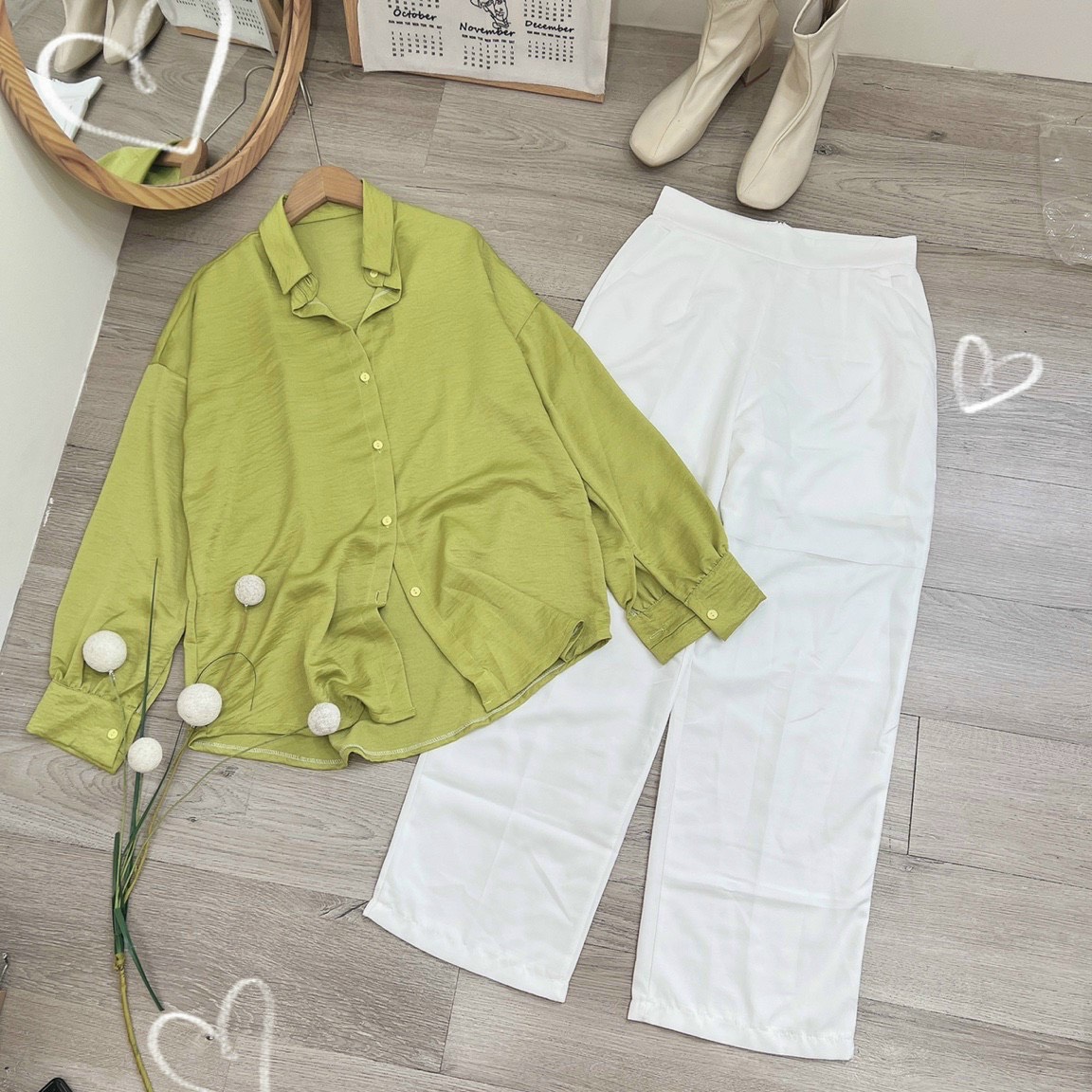 ÁO SƠ MI + QUẦN ỐNG RỘNG