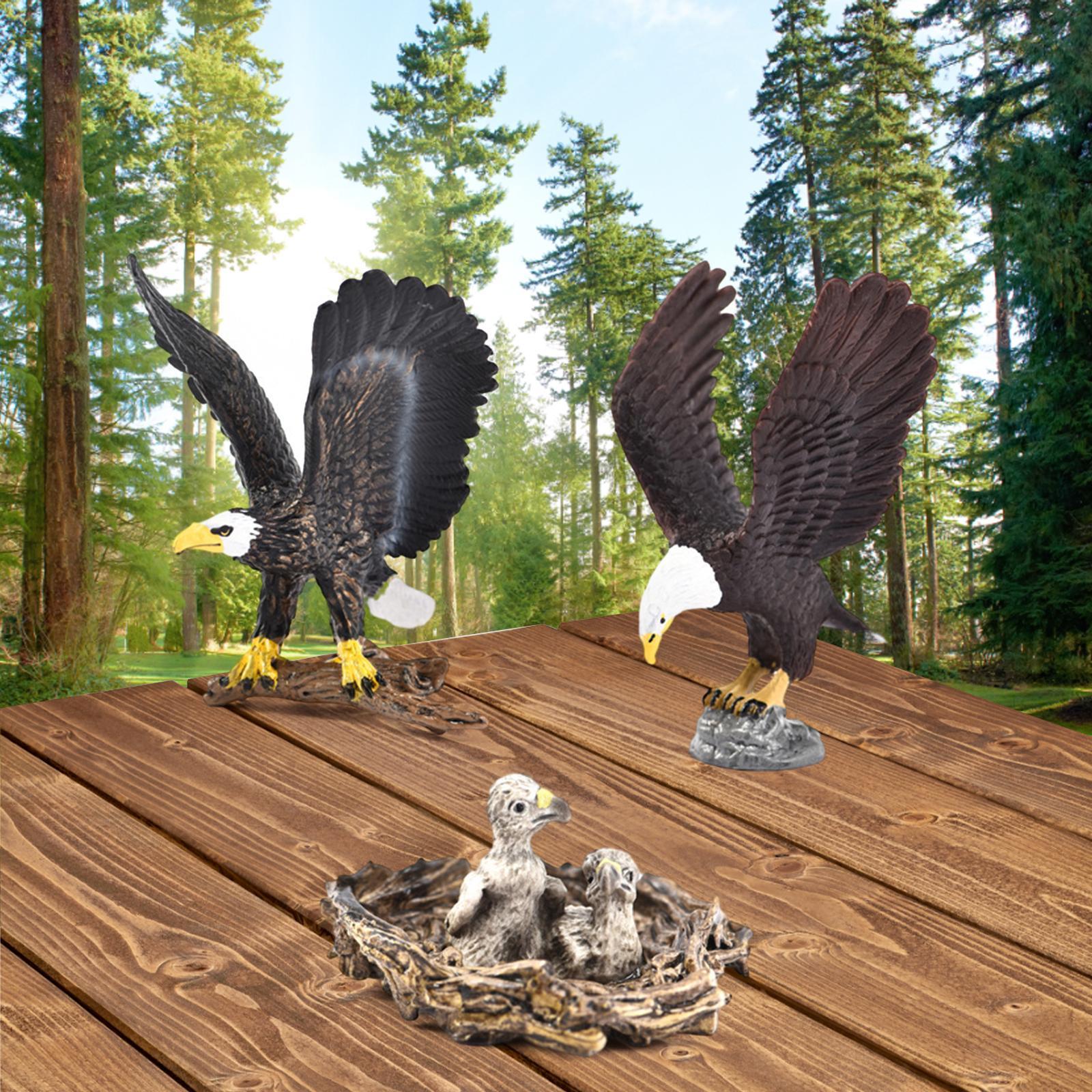 3Pcs Eagle Statue Set Animal Bird Figures for Tabletop Living Room Party