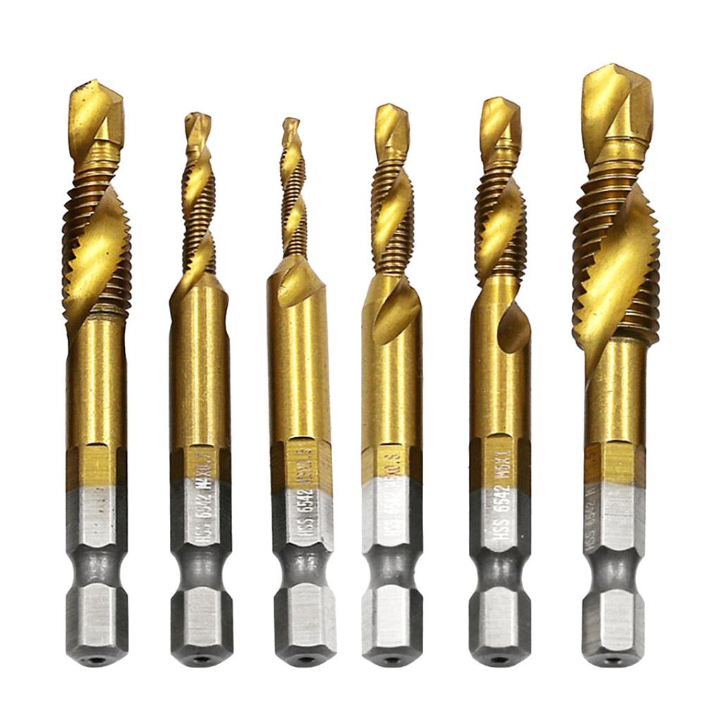 6 Piece Tap Drill Set Tap Drill Combo Deburr Countersink Bits