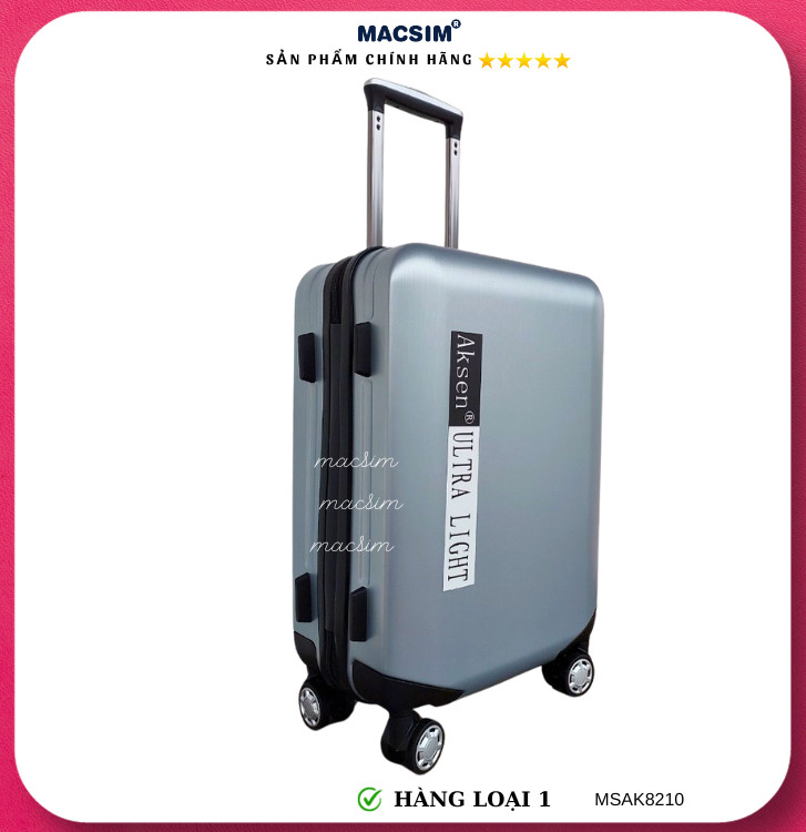 Vali cao cấp Macsim Aksen hàng loại 1 MSAK8210 cỡ 20inch- màu bạc