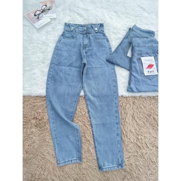 Quần baggy nữ siêu cao màu nhạt 2 nút kiểu tam giác Ms 454