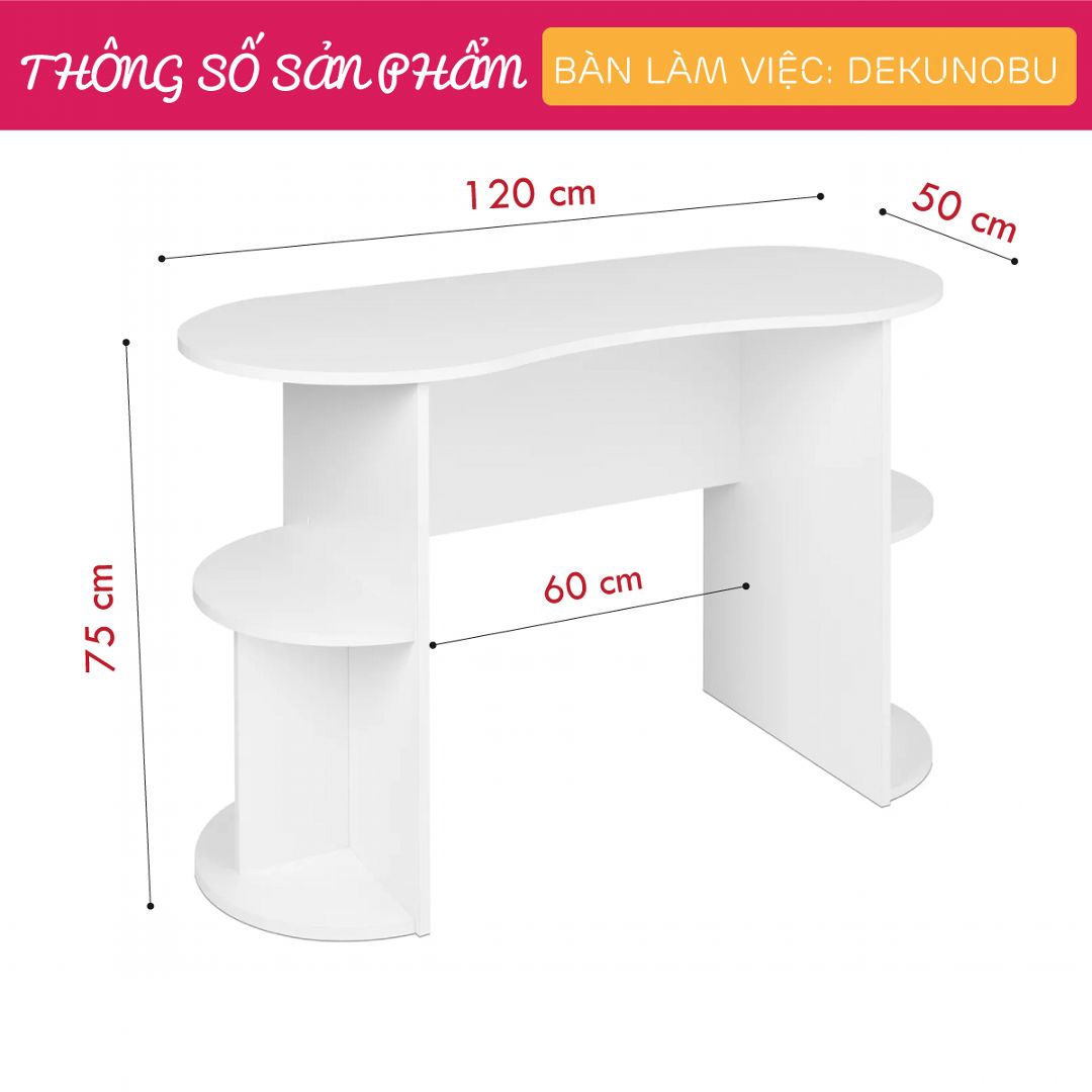 Bàn làm việc, bàn học gỗ hiện đại SMLIFE Dekunobu | Gỗ MDF dày 17mm chống ẩm | D120xR50xC75cm