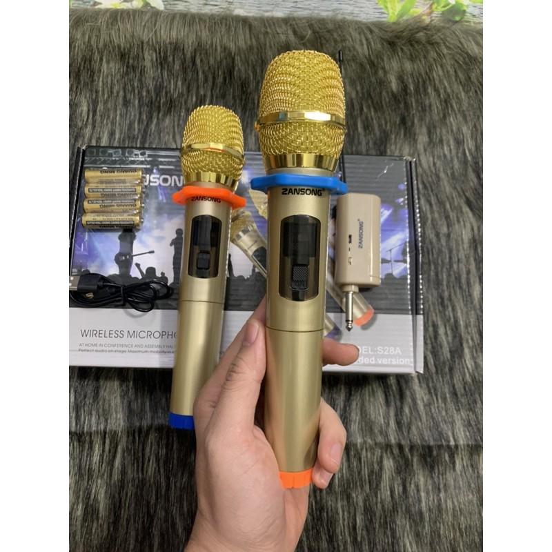 combo hai mic không dây hát karaoke,hát livestream S28A hàng chính hãng Zansong