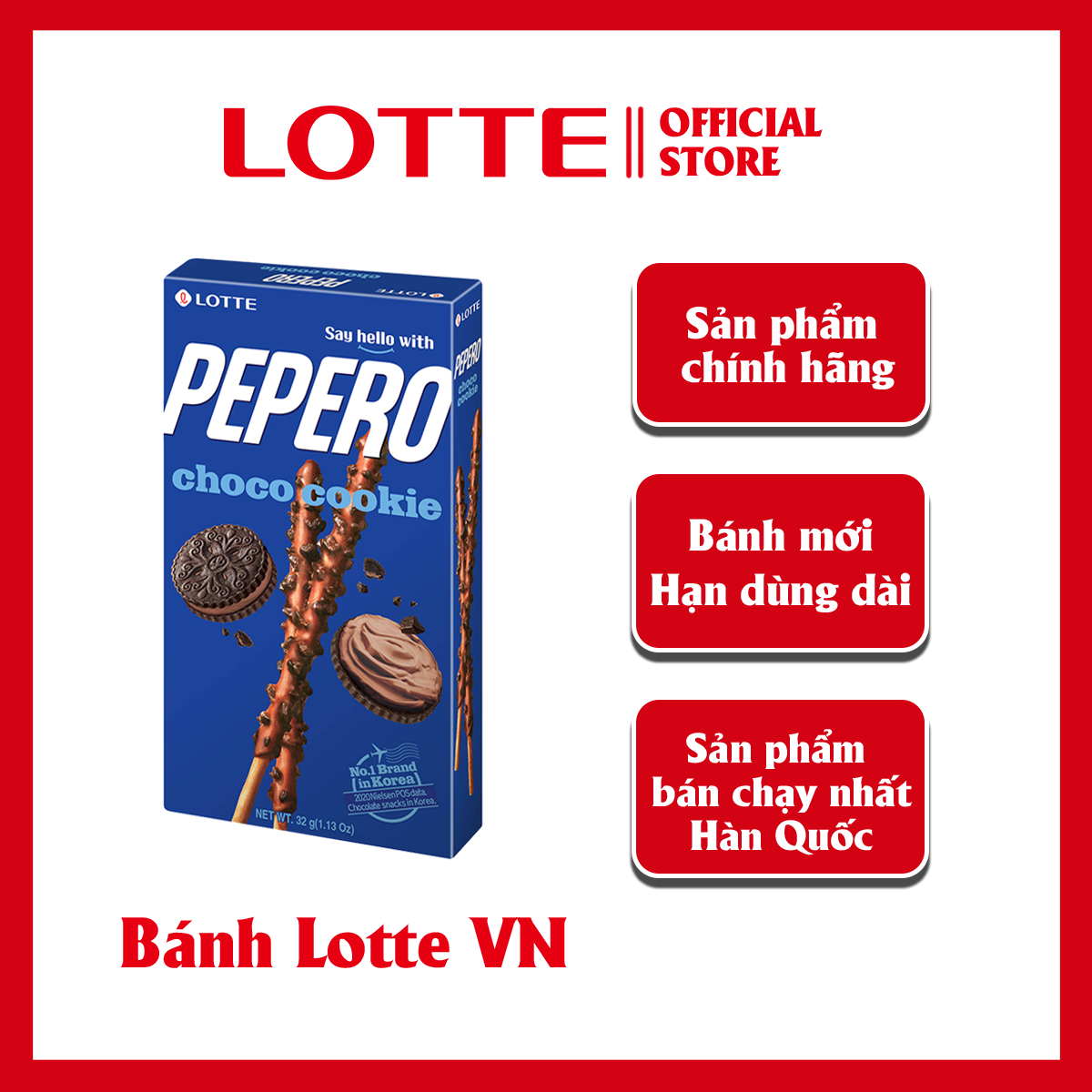 [SỈ/LẺ] Bánh que Lotte Pepero vị Choco Cookie