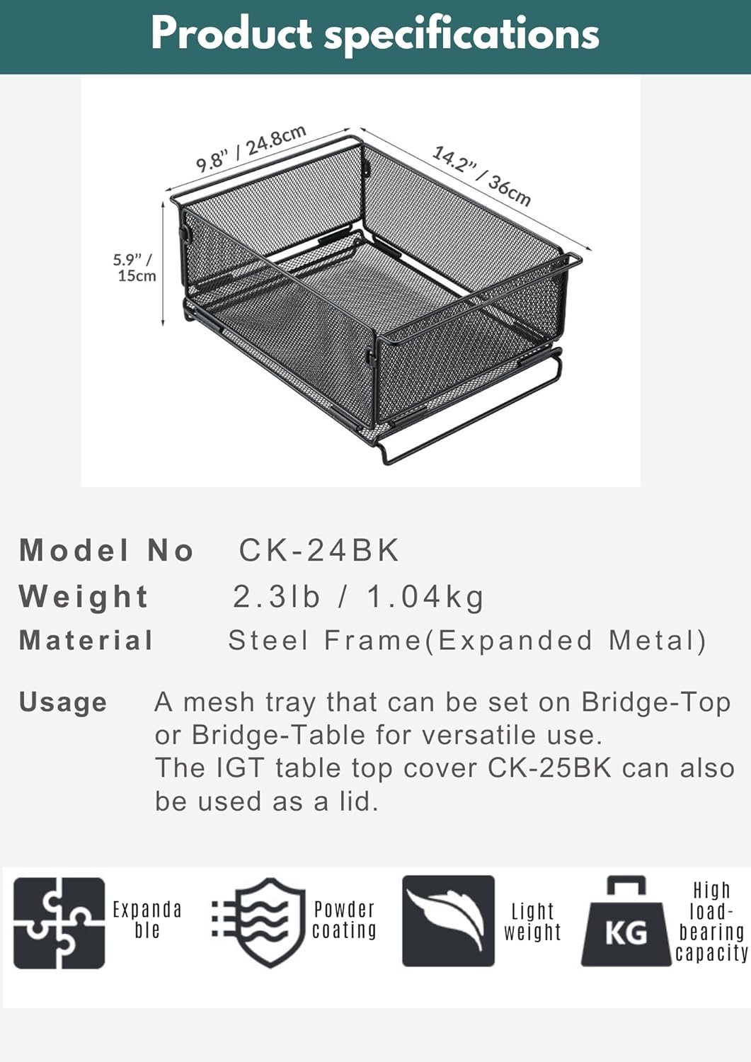 Giỏ lưới đựng đồ đa năng cho bàn IGT Campingmoon CK-24BK
