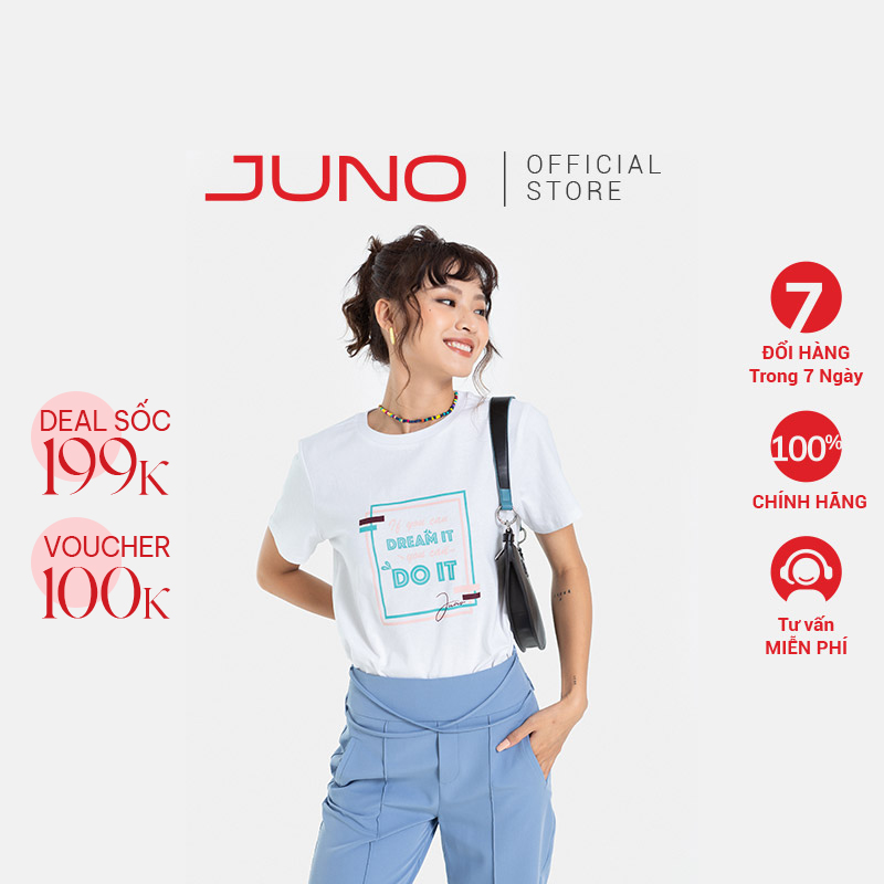 Áo Thun Nữ Thời Trang JUNO Form Vừa In Chữ JNATH010