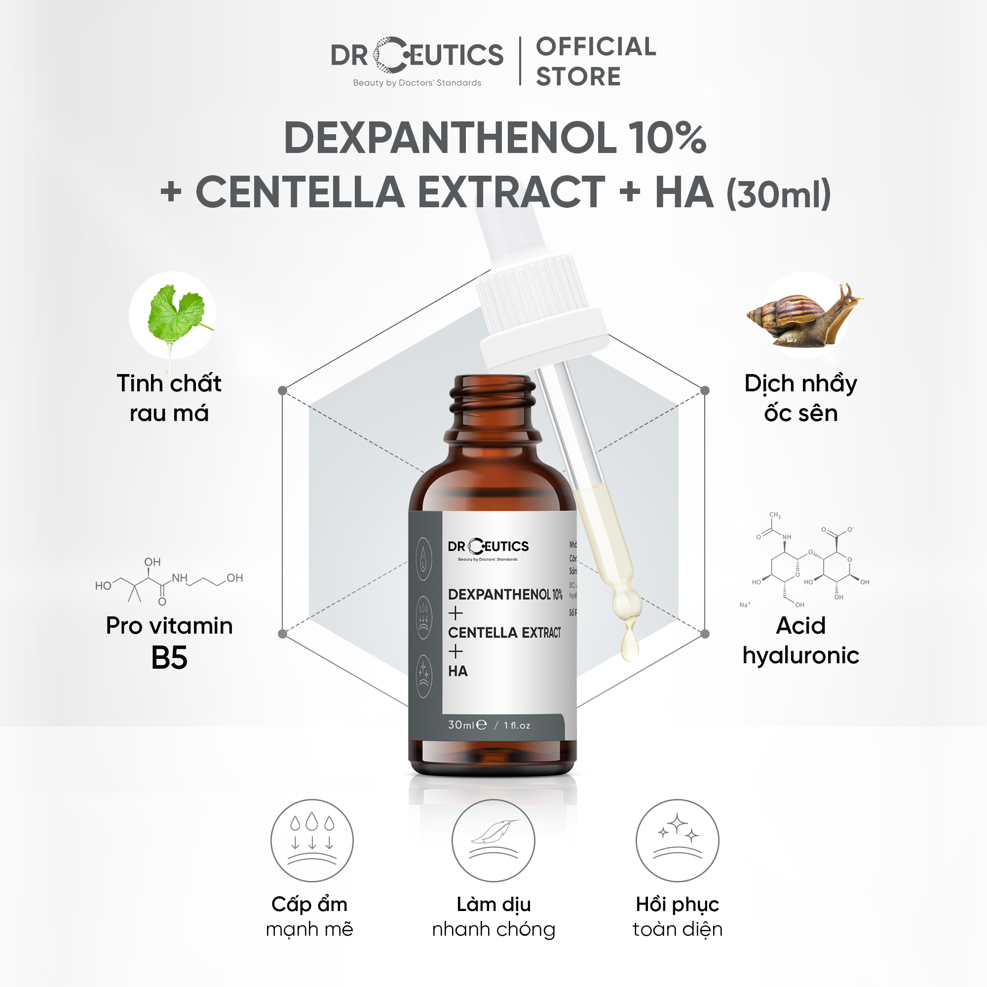 Serum B5 DrCeutics Cấp Ẩm Và Phục Hồi Da Dexpanthenol 10% + Centella Extract + HA