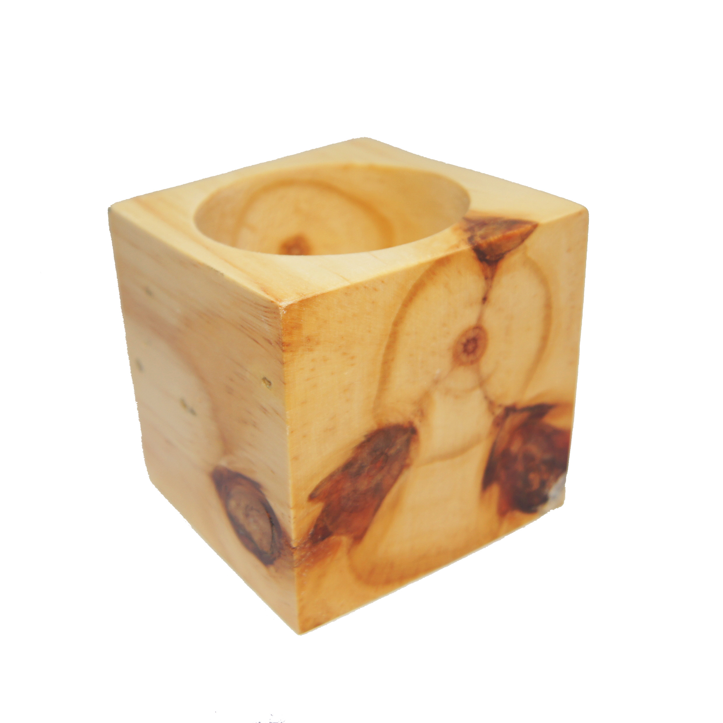 Combo 3 Chậu Trồng Cây Bằng Gỗ Nguyên khối Hình Vuông - Kích thước: 7x7cm