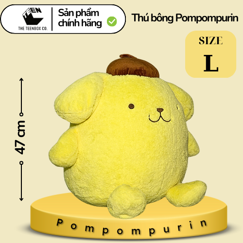 Thú bông Pompompurin L, Gấu Bông Sanrio Chính Hãng, Quà tặng đáng yêu, Sản phẩm chính hãng, Phân phối bởi Teenbox