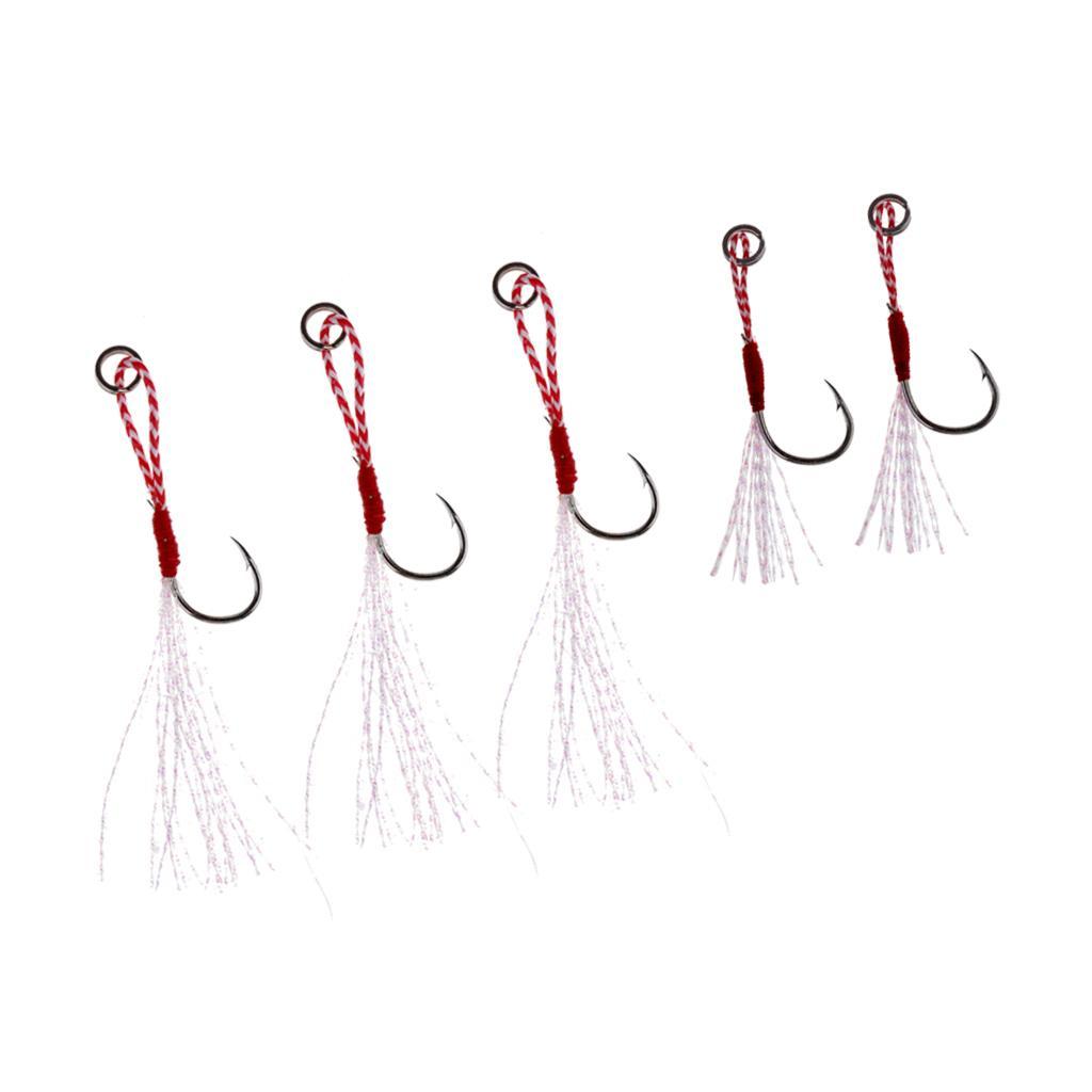 Pack of 5 Hi-carbon Assist Hook Fishing Jig Hook Live Baits Hooks Fishhook 13# 15# 17#