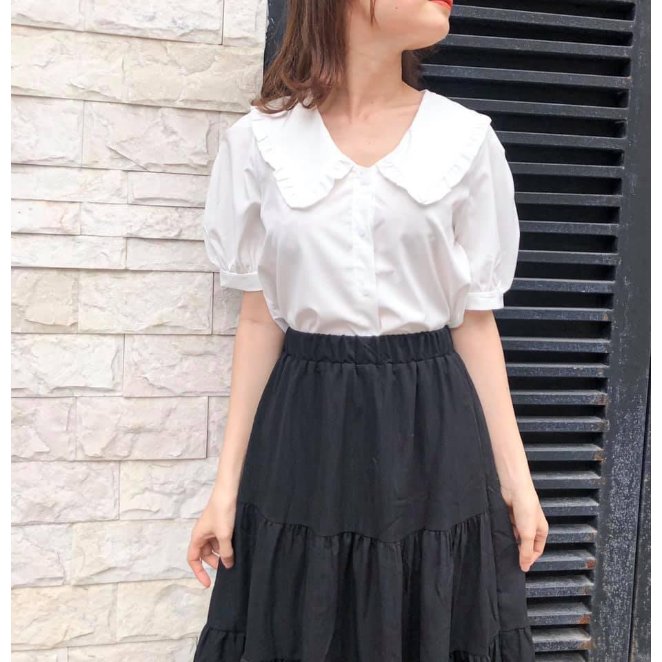 Áo Sơ mi nữ cổ bèo tay bồng tiểu thư xinh đẹp