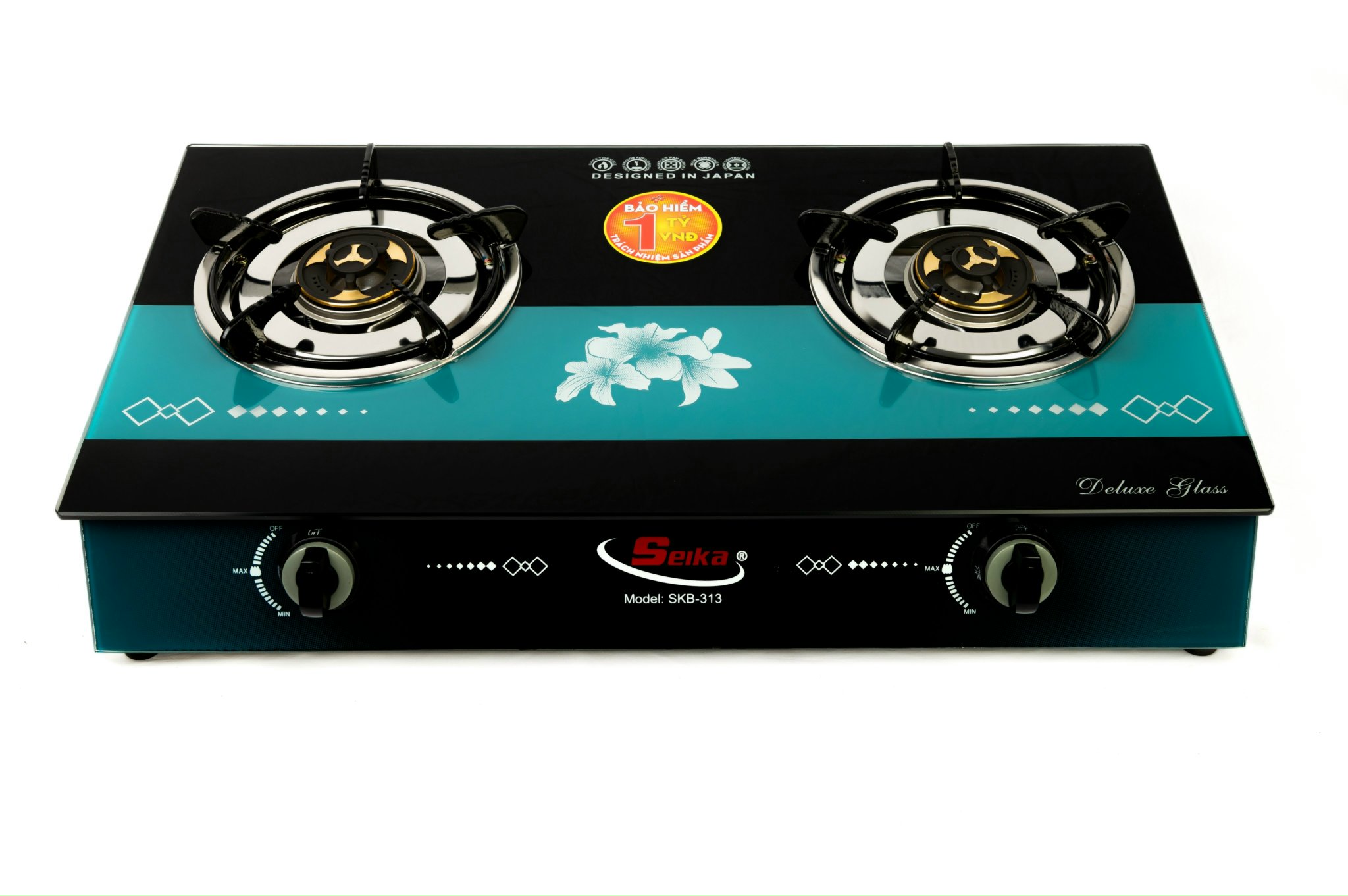 Bếp Gas Đôi Mặt Kính Sen Đồng Seika SKB313 - Hàng Chính Hãng