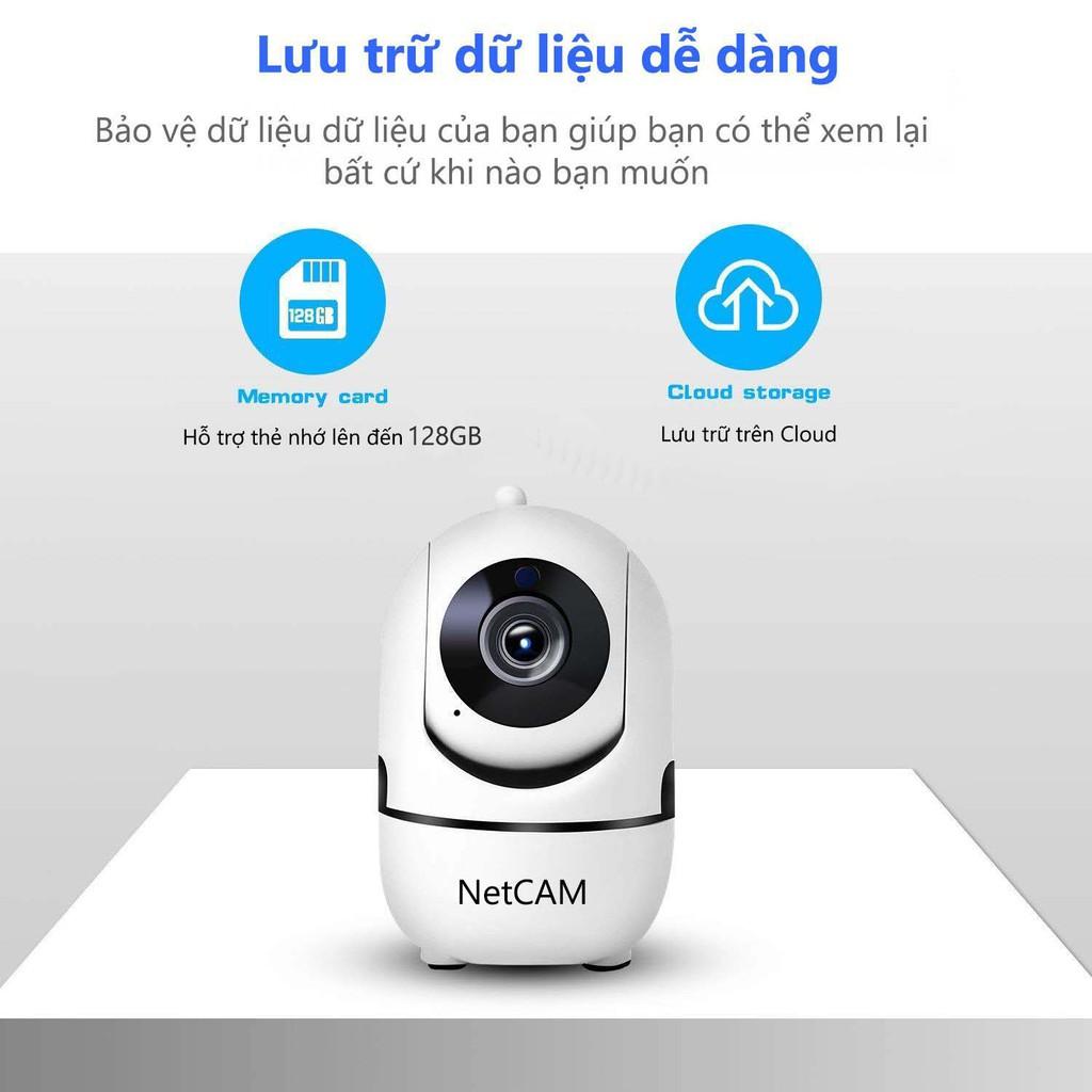 Camera IP WiFi NetCAM NR02 trong nhà, độ phân giải 2MP, Quay quét 360 độ, Đàm thoại 2 chiều, Theo dõi chuyển động - Hàng chính hãng