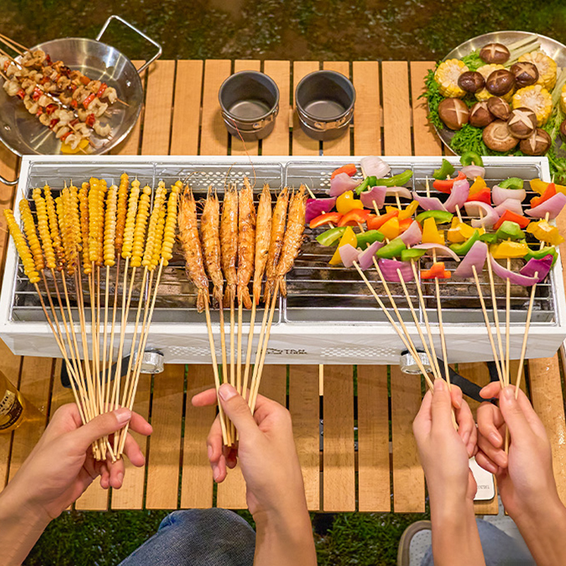 Bếp Nướng Than Hoa Không Khói Ngoài Trời BBQ Chất Liệu Hợp Kim Chống Dỉ Dùng Đi Dã Ngoại Dành Cho 3 4 Người Ăn