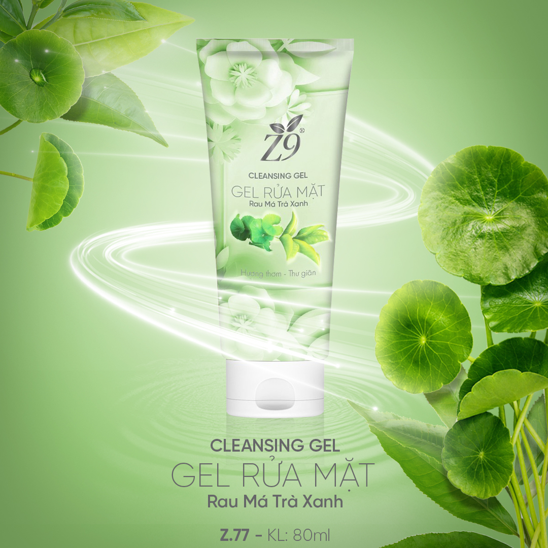 Gel Rửa Mặt Rau Má Trà Xanh Z9 Trắng Da Ngừa Mụn Sạch Bã Nhờn 80ml Z77