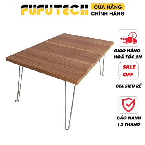 Bàn học gấp gọn, bàn bệt gỗ kích thước 60x40 cm khung chân kim loại, chắc chắn, độ bền cao - FUFUTECH