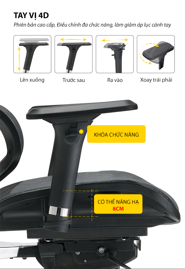 Ghế công thái học Nghia furniture LIFE 02 - Ghế văn phòng làm việc hỗ trợ cột sống chuẩn tư thế, big size, siêu chắc chắn